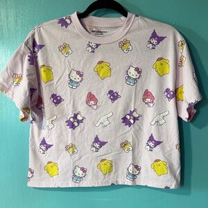 Sanrio: Hello Kitty and Friends Crop Top Short Sleeve Tee - Pink and Yellow